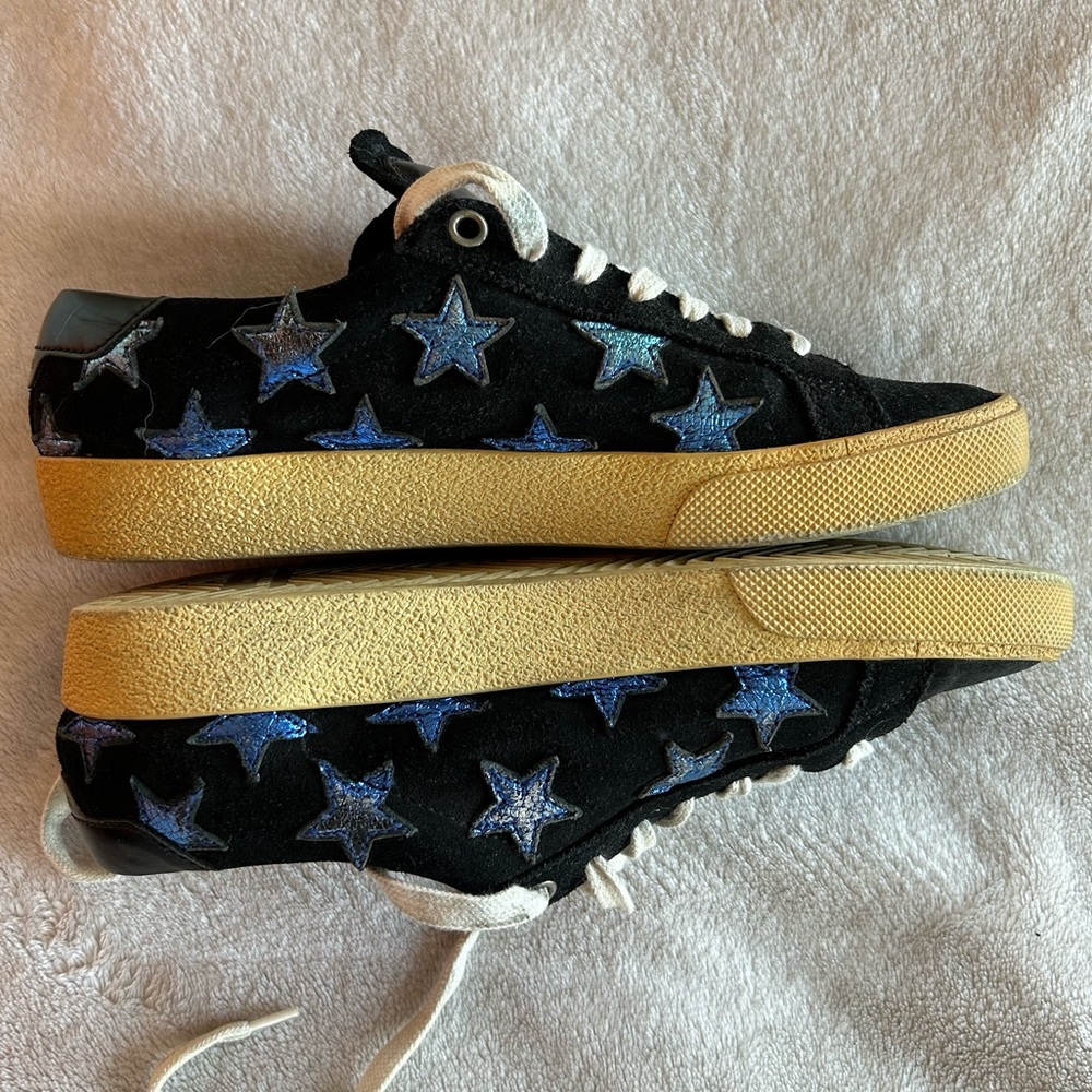 SAINT LAURENT size6.5 BLACK SHOES W/ STARS